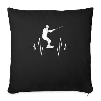 Kite Surf Heartbeat - Housse de coussin décorative 45 x 45 cm - noir - Devant