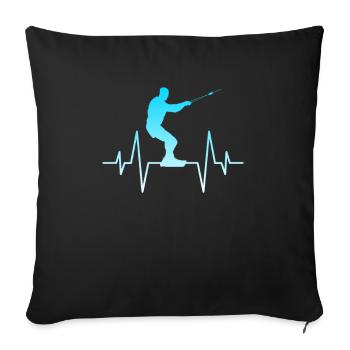 Kite Surf Heartbeat - Housse de coussin décorative 45 x 45 cm - noir - Devant