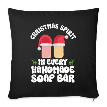 Soap making Christmas soap boiler saying - Sofa pillowcase 17,3'' x 17,3'' (45 x 45 cm) - black - Front
