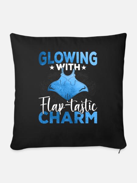 Mantarochen Flap-tastischer Charme Mantarochen - Sofakissenbezug 45 x 45 cm - Schwarz