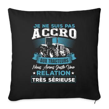 Proverbes amusants sur les tracteurs - Housse de coussin décorative 45 x 45 cm - noir - Devant