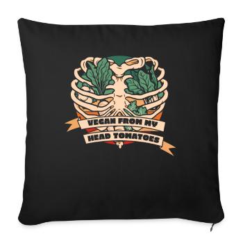 Vegan From My Head Tomatoes Plant-Based Vegan - Sofa pillowcase 17,3'' x 17,3'' (45 x 45 cm) - black - Front