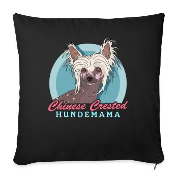 Cadeau de chien à crête chinois Maman Chien à crête - Housse de coussin décorative 45 x 45 cm - noir - Devant