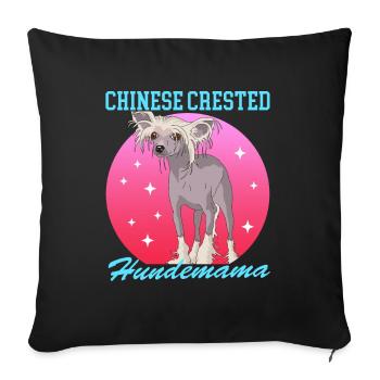 Maman de chien à crête chinoise | Cadeau de chien à crête - Housse de coussin décorative 45 x 45 cm - noir - Devant