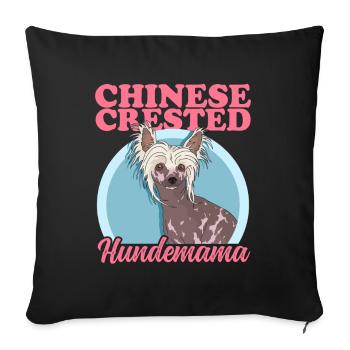 Chien à crête chinois Maman Chien à crête Maman Cadeau - Housse de coussin décorative 45 x 45 cm - noir - Devant