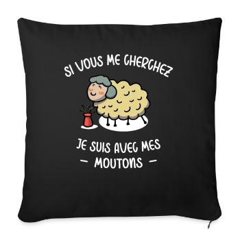 Mouton Berger Humour Cadeau Agriculteur Fermier - Housse de coussin décorative 45 x 45 cm - noir - Devant