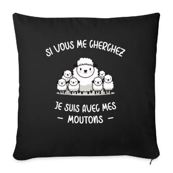 Mouton Berger Humour Cadeau Agriculteur Fermier - Housse de coussin décorative 45 x 45 cm - noir - Devant