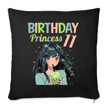 Anime Mandga Boba Bubble Tea 11. Geburtstag - Sofakissenbezug 45 x 45 cm - Schwarz - Vorne