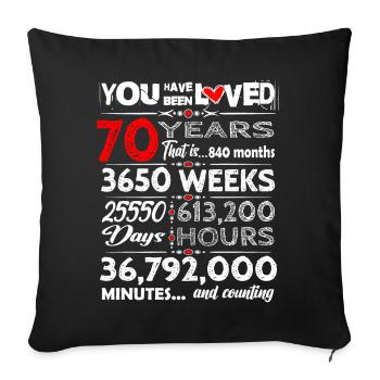 Doux anniversaire 70 ans tenue pour anniversaire - Housse de coussin décorative 45 x 45 cm - noir - Devant