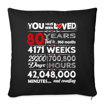 Doux anniversaire 80 ans tenue pour anniversaire - Housse de coussin décorative 45 x 45 cm - noir - Devant