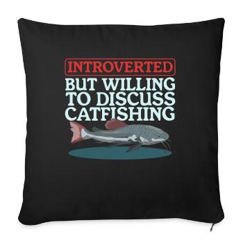 Pêcheur Poisson-Chat Pêche Pêche Poisson Cadeau - Housse de coussin décorative 45 x 45 cm - noir - Devant