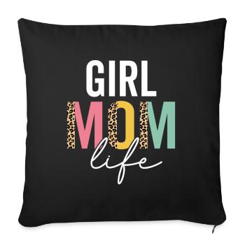 Girl Mom Life Funny Mom Leopard Girl Mama Cheetah - Sofa pillowcase 17,3'' x 17,3'' (45 x 45 cm) - black - Front