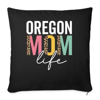Oregon Mom Life Funny Mom Leopard Oregon Mama - Sofa pillowcase 17,3'' x 17,3'' (45 x 45 cm) - black - Front