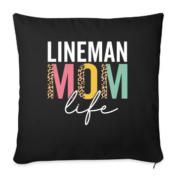 Lineman Mom Life Funny Mom Leopard Lineman Mama - Sofa pillowcase 17,3'' x 17,3'' (45 x 45 cm) - black - Front