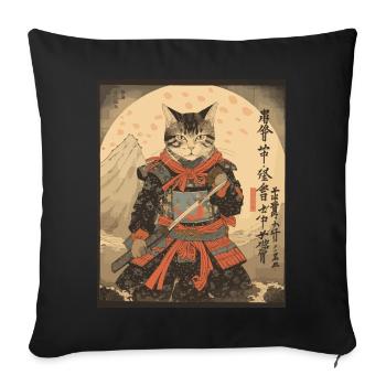 Épée de samouraï Ninja Cat | Meow Warrior - Housse de coussin décorative 45 x 45 cm - noir - Devant