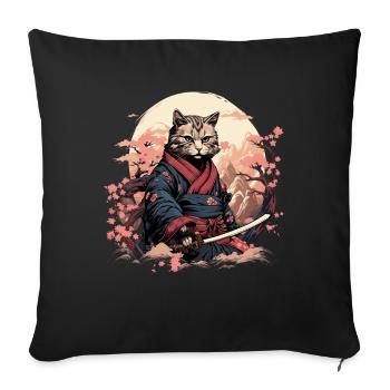 Ninja Cat Samurai Artwork - Sofa pillowcase 17,3'' x 17,3'' (45 x 45 cm) - black - Front