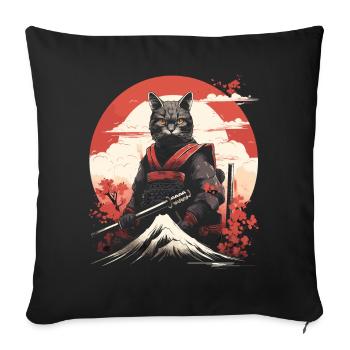 Ancient Japan Warrior Ninja Cat | Samurai Kitty - Sofa pillowcase 17,3'' x 17,3'' (45 x 45 cm) - black - Front