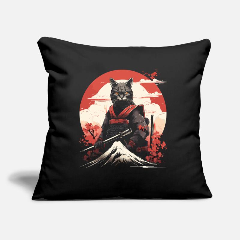Ancient Japan Warrior Ninja Cat | Samurai Kitty Sofa pillowcase 17,3'' x 17,3'' (45 x 45 cm)