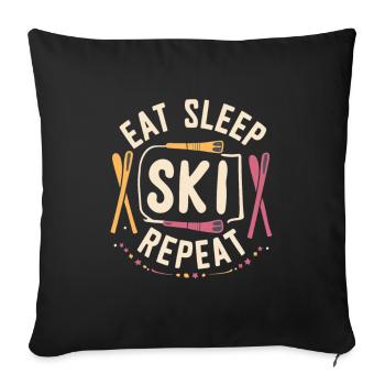 Manger dormir Ski Répéter - Housse de coussin décorative 45 x 45 cm - noir - Devant