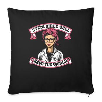 STEM Girls Will Save The World STEM Scientist - Sofa pillowcase 17,3'' x 17,3'' (45 x 45 cm) - black - Front