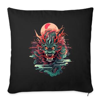 Tokyo Asia 80s Japanese Retro Dragon Dragon - Sofa pillowcase 17,3'' x 17,3'' (45 x 45 cm) - black - Front