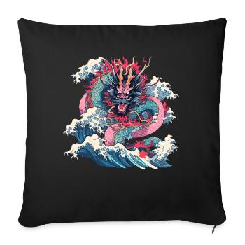 Tokyo Asie 80s Dragon Dragon Rétro Japonais - Housse de coussin décorative 45 x 45 cm - noir - Devant