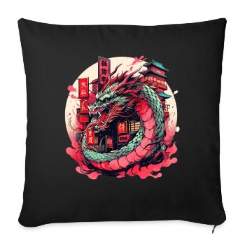 Tokyo Asie 80s Dragon Dragon Rétro Japonais - Housse de coussin décorative 45 x 45 cm - noir - Devant