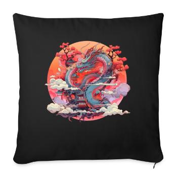 Tokyo Asie 80s Dragon Dragon Rétro Japonais - Housse de coussin décorative 45 x 45 cm - noir - Devant
