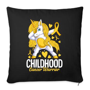 Childhood Cancer Awareness Unicorn Childhood - Sofa pillowcase 17,3'' x 17,3'' (45 x 45 cm) - black - Front