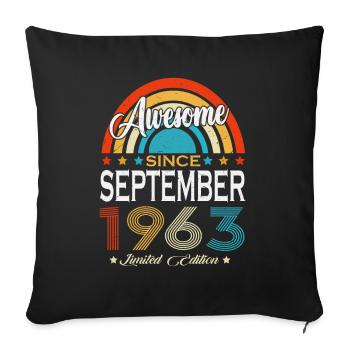 September 1963 Vintage Jahrgang Geburtstag Retro - Sofakissenbezug 45 x 45 cm - Schwarz - Vorne