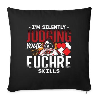 Euchre Je juge silencieusement ton jeu de cartes Euchre - Housse de coussin décorative 45 x 45 cm - noir - Devant