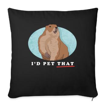 Marmottes Mankai Munggen marmotte cadeau - Housse de coussin décorative 45 x 45 cm - noir - Devant