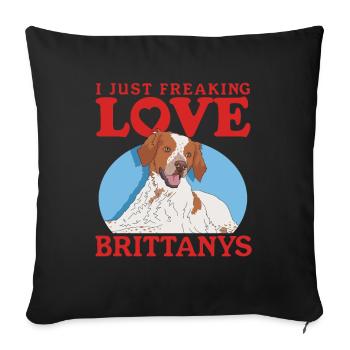 Brittany Spaniel Breton Pointing Dog Gift - Sofa pillowcase 17,3'' x 17,3'' (45 x 45 cm) - black - Front