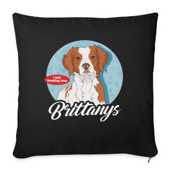 Brittany Dogs Spaniel Breton Gift - Sofa pillowcase 17,3'' x 17,3'' (45 x 45 cm) - black - Front