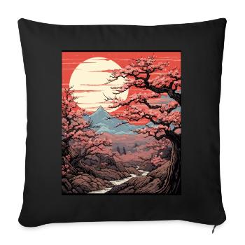Japanese Cherry Blossom Tree Art Print Sakura - Sofa pillowcase 17,3'' x 17,3'' (45 x 45 cm) - black - Front