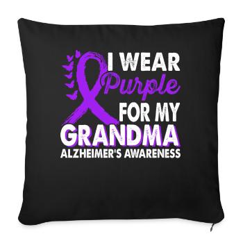 Wear purple for grandma support for the - Sofa pillowcase 17,3'' x 17,3'' (45 x 45 cm) - black - Front