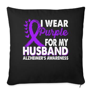 Wear purple for the husband support of the - Sofa pillowcase 17,3'' x 17,3'' (45 x 45 cm) - black - Front