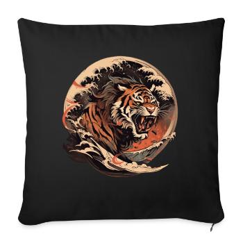 Tokyo Asie 80s Rétro Tiger Japonais - Housse de coussin décorative 45 x 45 cm - noir - Devant