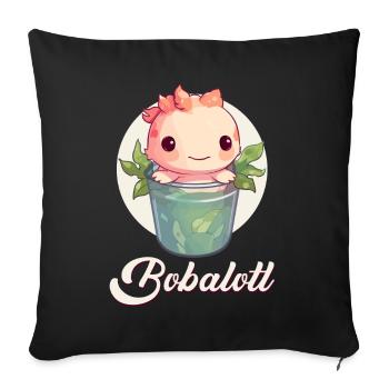 Axolotl Cute Boba Bubble Tea Kawaii - Sofa pillowcase 17,3'' x 17,3'' (45 x 45 cm) - black - Front