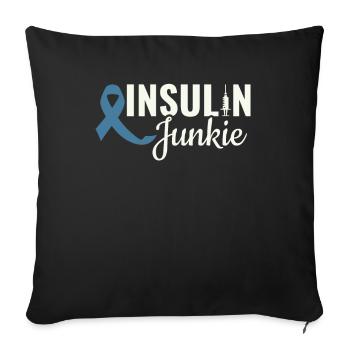 Insulin Junkie - Diabète diabétique - Housse de coussin décorative 45 x 45 cm - noir - Devant