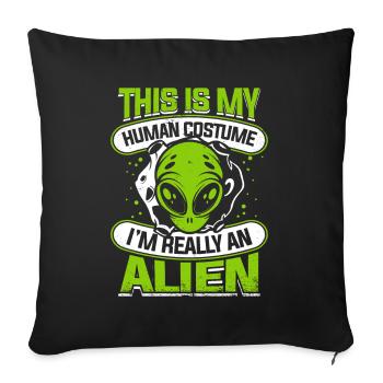 C’est mon costume humain Je suis vraiment un ovni extraterrestre - Housse de coussin décorative 45 x 45 cm - noir - Devant