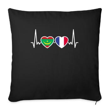 Mauritania France Heartbeat Flag - Sofa pillowcase 17,3'' x 17,3'' (45 x 45 cm) - black - Front