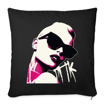 Pop Art Femme Avec Lunettes De Soleil Design - Housse de coussin décorative 45 x 45 cm - noir - Devant