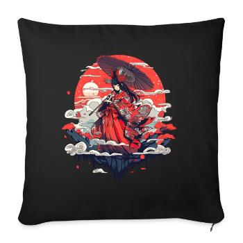 Asia 80s Japanese Retro Samurai Samurai - Sofa pillowcase 17,3'' x 17,3'' (45 x 45 cm) - black - Front