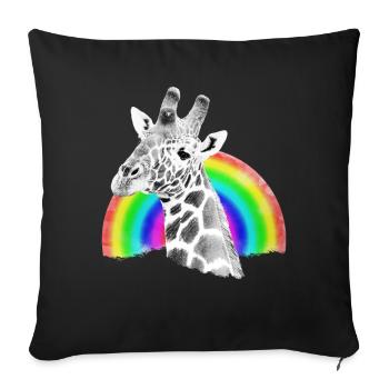 Giraffe Rainbow Drawing - Wild Animal in Africa - Sofa pillowcase 17,3'' x 17,3'' (45 x 45 cm) - black - Front