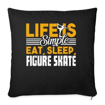 Figure Skating Eat Sleep Figure Skating - Sofa pillowcase 17,3'' x 17,3'' (45 x 45 cm) - black - Front