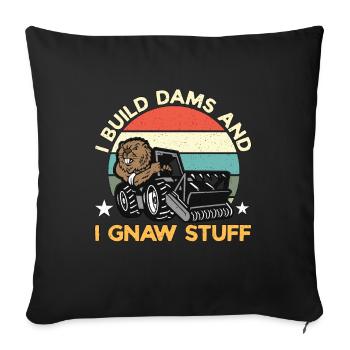 Beaver Dam I Build Dams & I Gnaw Retro Animals - Sofa pillowcase 17,3'' x 17,3'' (45 x 45 cm) - black - Front