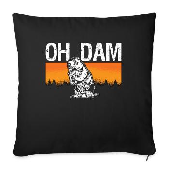 Beaver Dam Oh Dam Rodents Lover European Beaver - Sofa pillowcase 17,3'' x 17,3'' (45 x 45 cm) - black - Front