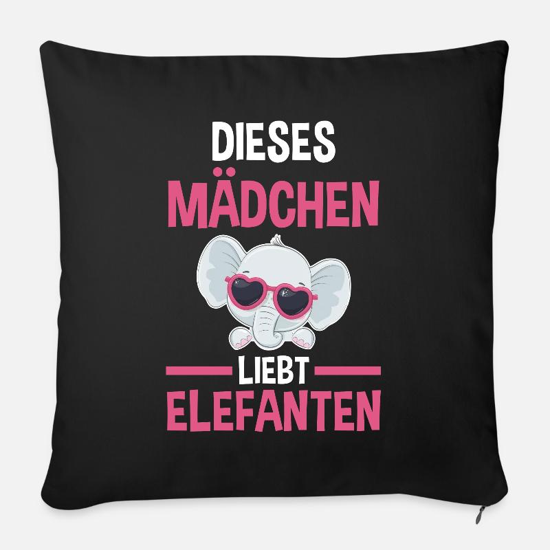 Elefant Elefanten - Sofakissenbezug 45 x 45 cm - Schwarz