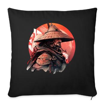 Asien 80er Japanischer Retro Samurais Samurai - Sofakissenbezug 45 x 45 cm - Schwarz - Vorne